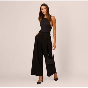 Adrianna Papell Cropped Pants with Wide Legs, Black,Size 10